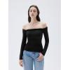 imageSUUKSESS Women Padded Off The Shoulder Tops Double Lined Going Out Fitted Basic Fall Shirts01 Black