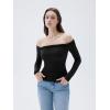 imageSUUKSESS Women Padded Off The Shoulder Tops Double Lined Going Out Fitted Basic Fall Shirts01 Black