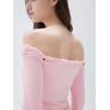 imageSUUKSESS Women Padded Off The Shoulder Tops Double Lined Going Out Fitted Basic Fall ShirtsBaby Pink