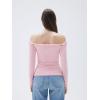 imageSUUKSESS Women Padded Off The Shoulder Tops Double Lined Going Out Fitted Basic Fall ShirtsBaby Pink