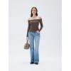 imageSUUKSESS Women Padded Off The Shoulder Tops Double Lined Going Out Fitted Basic Fall ShirtsBrown