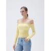 imageSUUKSESS Women Padded Off The Shoulder Tops Double Lined Going Out Fitted Basic Fall ShirtsButter Yellow
