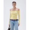 imageSUUKSESS Women Padded Off The Shoulder Tops Double Lined Going Out Fitted Basic Fall ShirtsButter Yellow