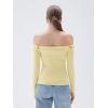 imageSUUKSESS Women Padded Off The Shoulder Tops Double Lined Going Out Fitted Basic Fall ShirtsButter Yellow