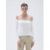 imageSUUKSESS Women Padded Off The Shoulder Tops Double Lined Going Out Fitted Basic Fall ShirtsSnow White
