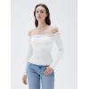 imageSUUKSESS Women Padded Off The Shoulder Tops Double Lined Going Out Fitted Basic Fall ShirtsSnow White