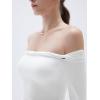 imageSUUKSESS Women Padded Off The Shoulder Tops Double Lined Going Out Fitted Basic Fall ShirtsSnow White