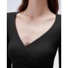 imageSUUKSESS Women Sexy V Neck Long Sleeve Shirts Double Lined Wrap Going Out TopsBlack