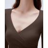 imageSUUKSESS Women Sexy V Neck Long Sleeve Shirts Double Lined Wrap Going Out TopsBrown