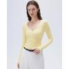imageSUUKSESS Women Sexy V Neck Long Sleeve Shirts Double Lined Wrap Going Out TopsButter Yellow