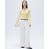 imageSUUKSESS Women Sexy V Neck Long Sleeve Shirts Double Lined Wrap Going Out TopsButter Yellow