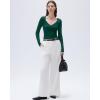 imageSUUKSESS Women Sexy V Neck Long Sleeve Shirts Double Lined Wrap Going Out TopsDark Green