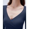 imageSUUKSESS Women Sexy V Neck Long Sleeve Shirts Double Lined Wrap Going Out TopsNavy Blue