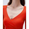 imageSUUKSESS Women Sexy V Neck Long Sleeve Shirts Double Lined Wrap Going Out TopsRed