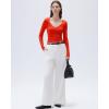 imageSUUKSESS Women Sexy V Neck Long Sleeve Shirts Double Lined Wrap Going Out TopsRed