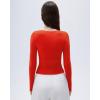 imageSUUKSESS Women Sexy V Neck Long Sleeve Shirts Double Lined Wrap Going Out TopsRed