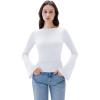 image:imageSUUKSESS Women Crew Neck Bell Sleeve Tops Double Lined Going Out Fitted Basic T ShirtsSnow White