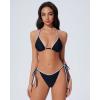 image:imageSUUKSESS Women Cheeky Halter String Bikini Sets Sexy Triangle Two Piece Swimsuit142 Black White