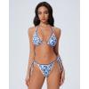 image:imageSUUKSESS Women Cheeky Halter String Bikini Sets Sexy Triangle Two Piece Swimsuit142 Blue Floral White