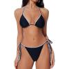 image:imageSUUKSESS Women Cheeky Halter String Bikini Sets Sexy Triangle Two Piece Swimsuit142 Black White