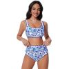imageSUUKSESS Women High Waisted Bikini Set Floral Print Color Block 2 Piece Swimsuit148 Blue Floral