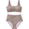 imageSUUKSESS Women High Waisted Bikini Set Floral Print Color Block 2 Piece Swimsuit148 Leopard Red