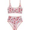 imageSUUKSESS Women High Waisted Bikini Set Floral Print Color Block 2 Piece Swimsuit148 Orange Floral