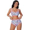 imageSUUKSESS Women High Waisted Bikini Set Floral Print Color Block 2 Piece Swimsuit148 Red Floral