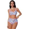 imageSUUKSESS Women High Waisted Bikini Set Floral Print Color Block 2 Piece Swimsuit148 Red Floral