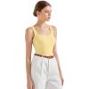 imageSUUKSESS Women Padded Cotton Ribbed Long Tank Tops Casual Summer Going Out Sleeveless Scoop Neck Basic Cami Tops05 Yellow