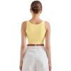 imageSUUKSESS Women Padded Cotton Ribbed Long Tank Tops Casual Summer Going Out Sleeveless Scoop Neck Basic Cami Tops05 Yellow