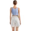 imageSUUKSESS Women Padded Cotton Ribbed Long Tank Tops Casual Summer Going Out Sleeveless Scoop Neck Basic Cami Tops11 Light Blue