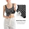 imageSUUKSESS Women Padded Cotton Ribbed Long Tank Tops Casual Summer Going Out Sleeveless Scoop Neck Basic Cami TopsBlack White Stripe