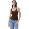 imageSUUKSESS Women Padded Cotton Ribbed Long Tank Tops Casual Summer Going Out Sleeveless Scoop Neck Basic Cami TopsBrown