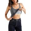 imageSUUKSESS Women Padded Cotton Ribbed Long Tank Tops Casual Summer Going Out Sleeveless Scoop Neck Basic Cami TopsDark Grey