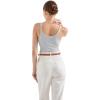 imageSUUKSESS Women Padded Cotton Ribbed Long Tank Tops Casual Summer Going Out Sleeveless Scoop Neck Basic Cami TopsLight Grey