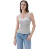 imageSUUKSESS Women Padded Cotton Ribbed Long Tank Tops Casual Summer Going Out Sleeveless Scoop Neck Basic Cami TopsLight Grey