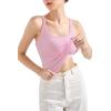 imageSUUKSESS Women Padded Cotton Ribbed Long Tank Tops Casual Summer Going Out Sleeveless Scoop Neck Basic Cami TopsLight Pink