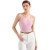 imageSUUKSESS Women Padded Cotton Ribbed Long Tank Tops Casual Summer Going Out Sleeveless Scoop Neck Basic Cami TopsLight Pink
