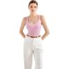 imageSUUKSESS Women Padded Cotton Ribbed Long Tank Tops Casual Summer Going Out Sleeveless Scoop Neck Basic Cami TopsLight Pink