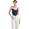imageSUUKSESS Women Padded Cotton Ribbed Long Tank Tops Casual Summer Going Out Sleeveless Scoop Neck Basic Cami TopsNavy Bluewhite