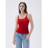 imageSUUKSESS Women Padded Cotton Ribbed Long Tank Tops Casual Summer Going Out Sleeveless Scoop Neck Basic Cami TopsRed