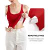 imageSUUKSESS Women Padded Cotton Ribbed Long Tank Tops Casual Summer Going Out Sleeveless Scoop Neck Basic Cami TopsRed