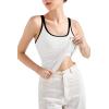 imageSUUKSESS Women Padded Cotton Ribbed Long Tank Tops Casual Summer Going Out Sleeveless Scoop Neck Basic Cami TopsWhiteblack