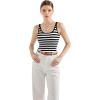 imageSUUKSESS Women Padded Cotton Ribbed Long Tank Tops Casual Summer Going Out Sleeveless Scoop Neck Basic Cami TopsWide Black White Stripe