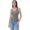 imageSUUKSESS Women Padded Cotton Ribbed Long Tank Tops Casual Summer Going Out Sleeveless Scoop Neck Basic Cami TopsWide Black White Stripe