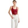 imageSUUKSESS Women Padded Cotton Ribbed Long Tank Tops Casual Summer Going Out Sleeveless Scoop Neck Basic Cami TopsWine Red