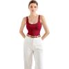 imageSUUKSESS Women Padded Cotton Ribbed Long Tank Tops Casual Summer Going Out Sleeveless Scoop Neck Basic Cami TopsWine Red