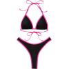 imageSUUKSESS Women Sexy Thong String 2 Piece Bikini Set Cheeky Halter Swimsuit71 Black Pink