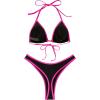 imageSUUKSESS Women Sexy Thong String 2 Piece Bikini Set Cheeky Halter Swimsuit71 Black Pink